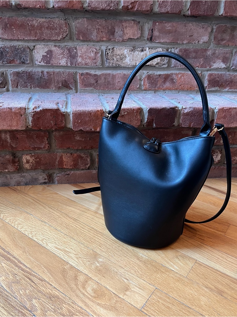 Anthropologie Black AOTA Twist Tie Top Handle Bucket Bag Crossbody - Picture 2 of 13